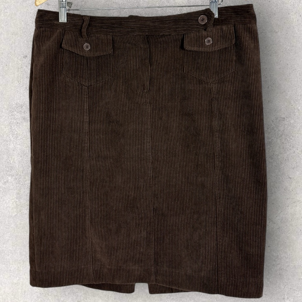 Vintage Brown Corduroy Skirt Womens Size 14 Statement Pockets Boho‎ Della Spiga